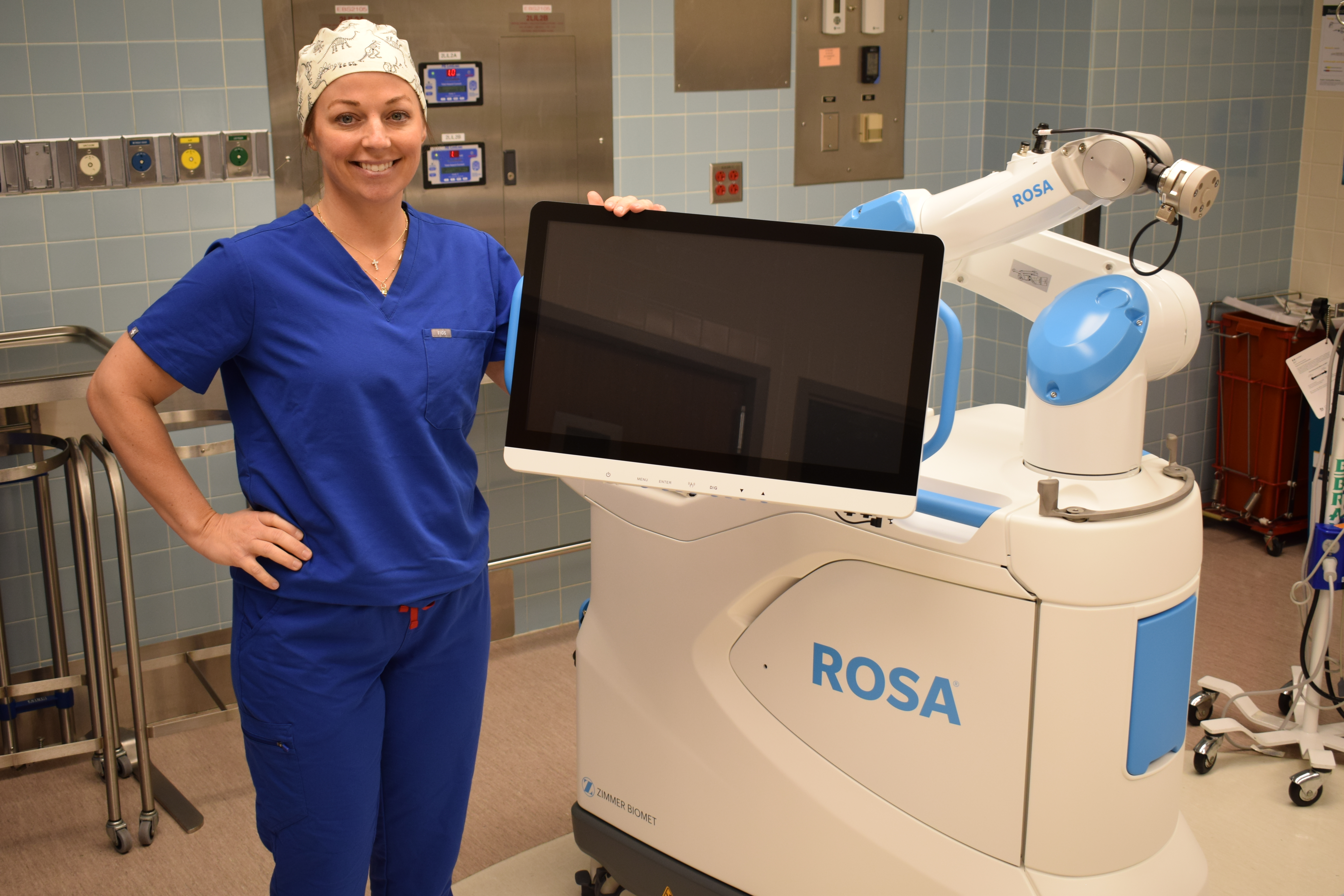 Dr. Christine Stairs with ROSA Knee System Robot